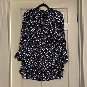 Printed silk tunic top